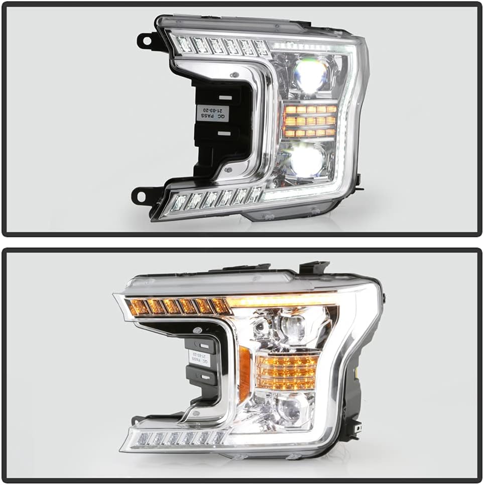Chrome LED Tube Projector Headlights Set Left+Right P682825