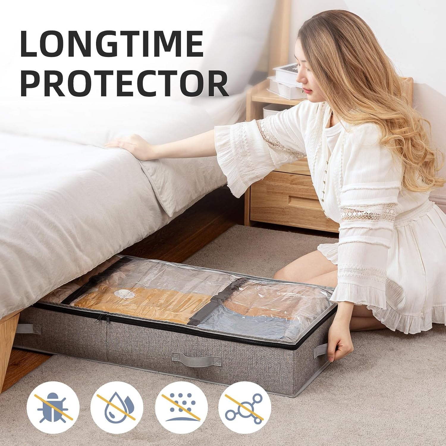 Under Bed Storage Box for Quilts Pillow Blankets Linen 41" x 17.7" x 6" S4320
