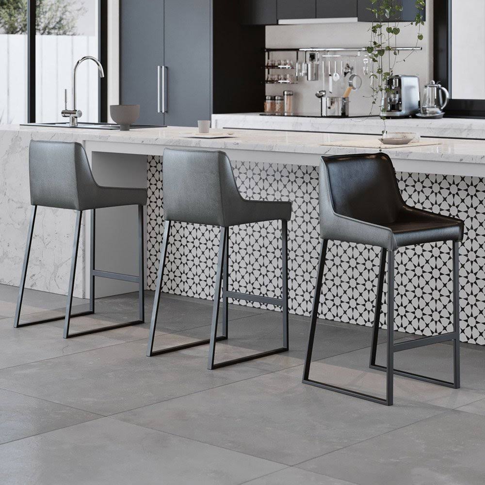 Black and Dark Gray Leatherette Counter Stool K9586