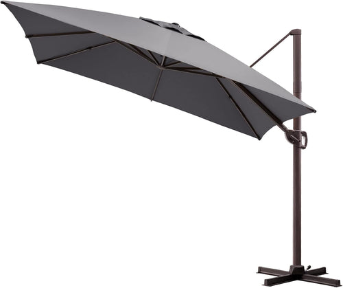11FT Square Black Offset Cantilever Patio Umbrella with Aluminum Pole F627769