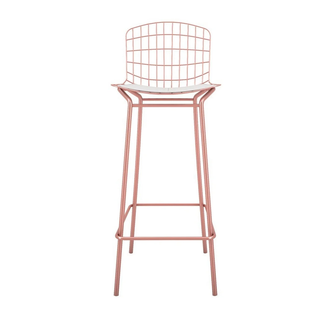 Rose Pink Gold and White Barstool Set of 3 D566351