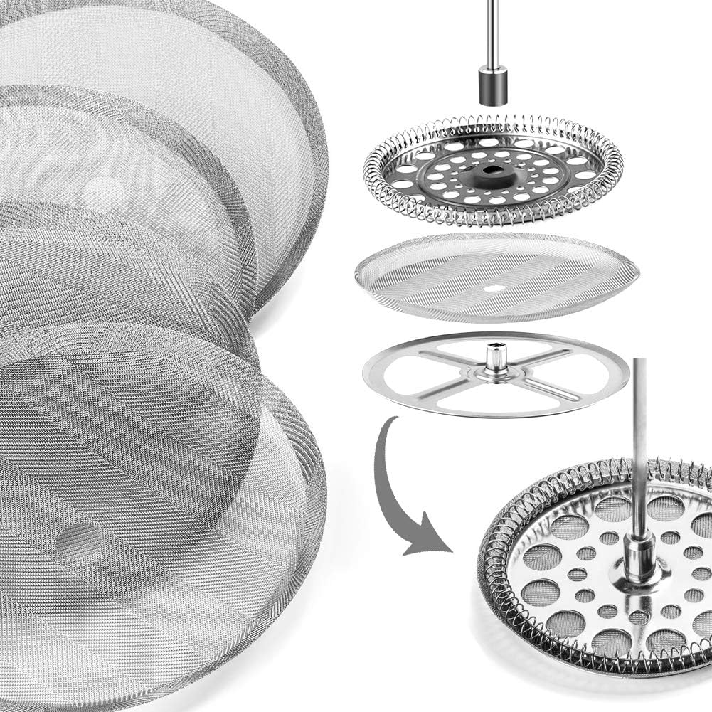 6 Pack Stainless Steel Mesh Replacement Filter Screen for French Press Coffee Makers C810