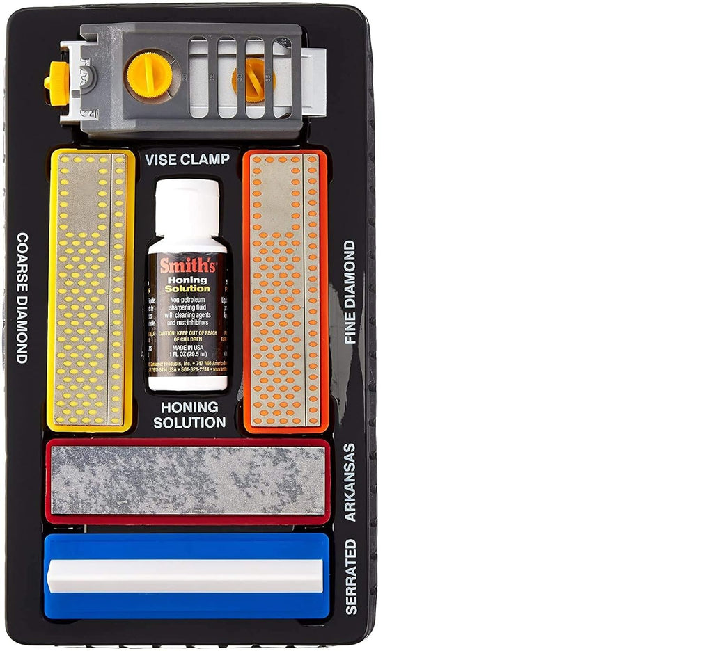 Portable Knife Sharpening System with 3 Sharpening Stones and V-Lock Vise D495