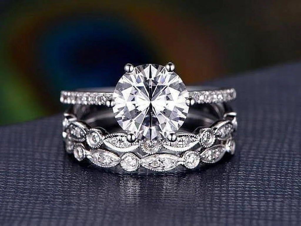 18k Gold Plated Moissanite Trio Wedding Set X8185