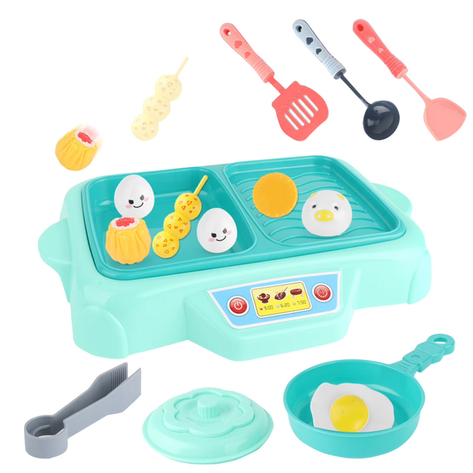 Educational Toys Grill Barbecue Set BBQ Food Toys with Music Lights Kids Spatula L599