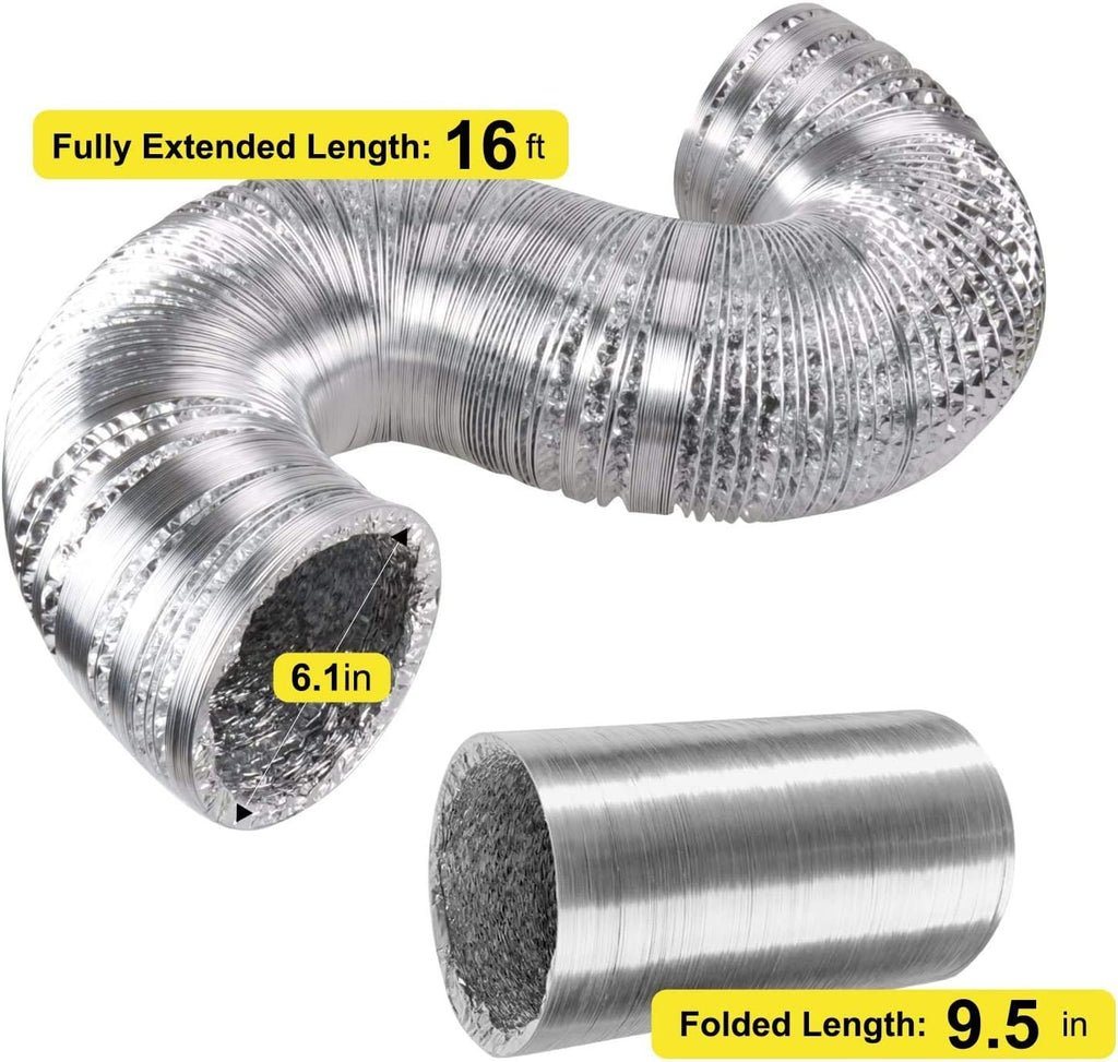6 Inch 442 CFM Inline Fan Carbon Filter 16 Feet Ducting Combo with Variable Speed Controller Rope Hanger Temperature Humidity Monitor R598