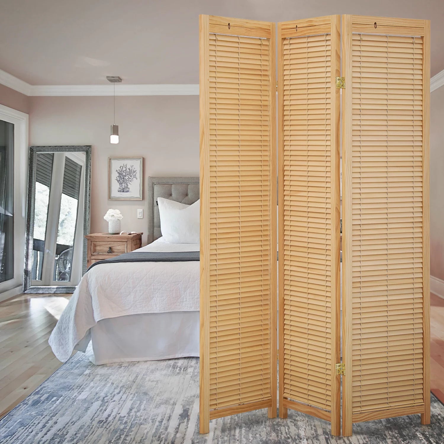 Natural 3 Panel Wood Room Divider L137