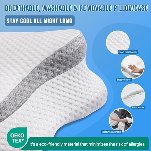 Cooling Contour Memory Foam Adjustable Orthopedic Neck Pillow with Pillowcase N8726