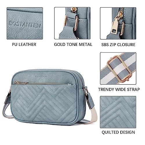 Quilted Crossbody Bags Vegan Leather Small Shoulder Handbags with Wide Strap A7829
