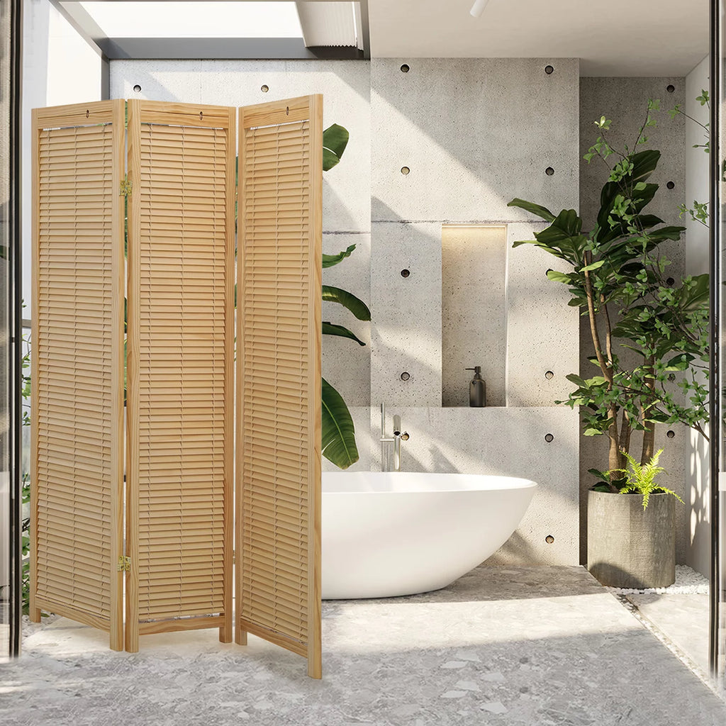 Natural 3 Panel Wood Room Divider L137