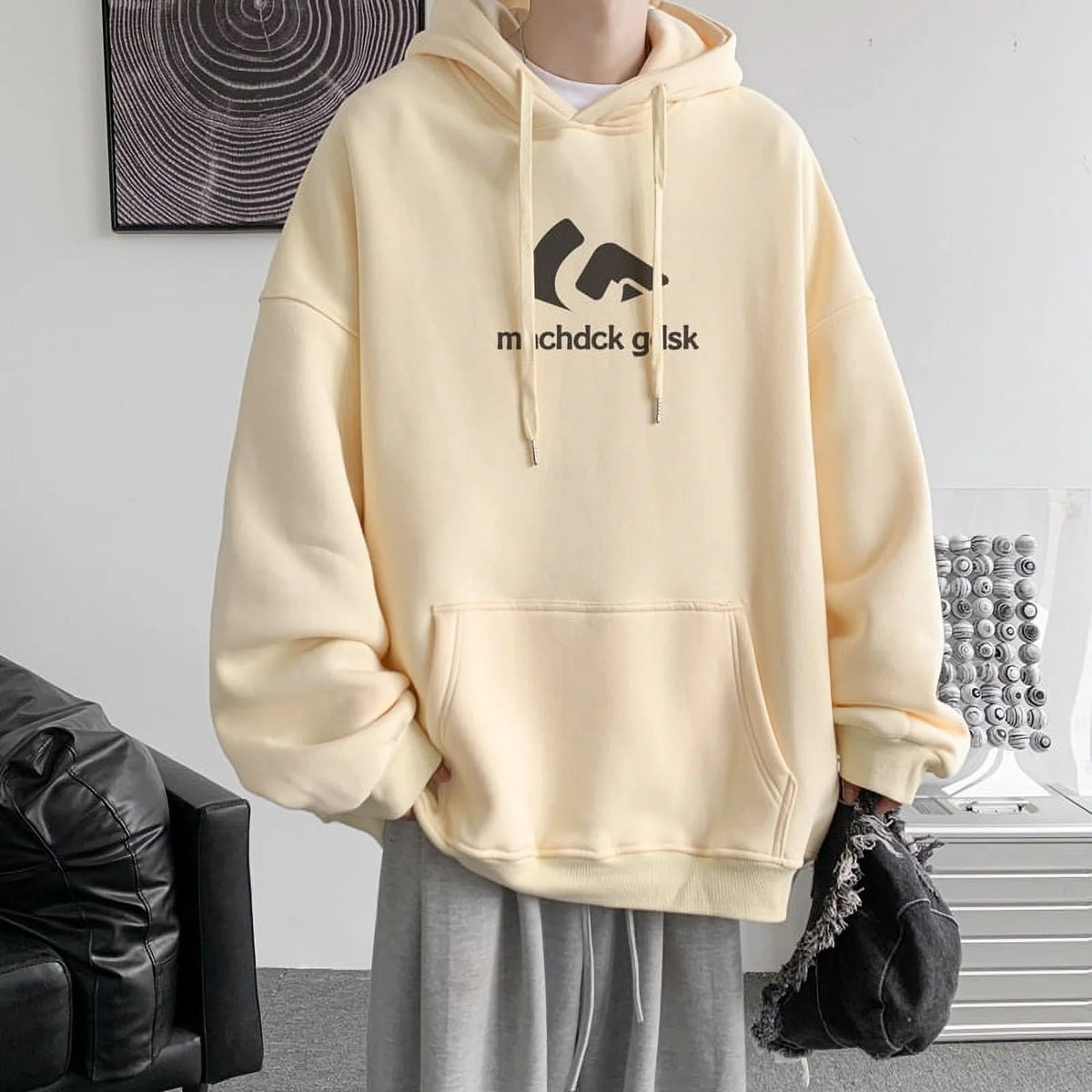 Black Plus Velvet Hooded Sweatshirt 3Xl X176144