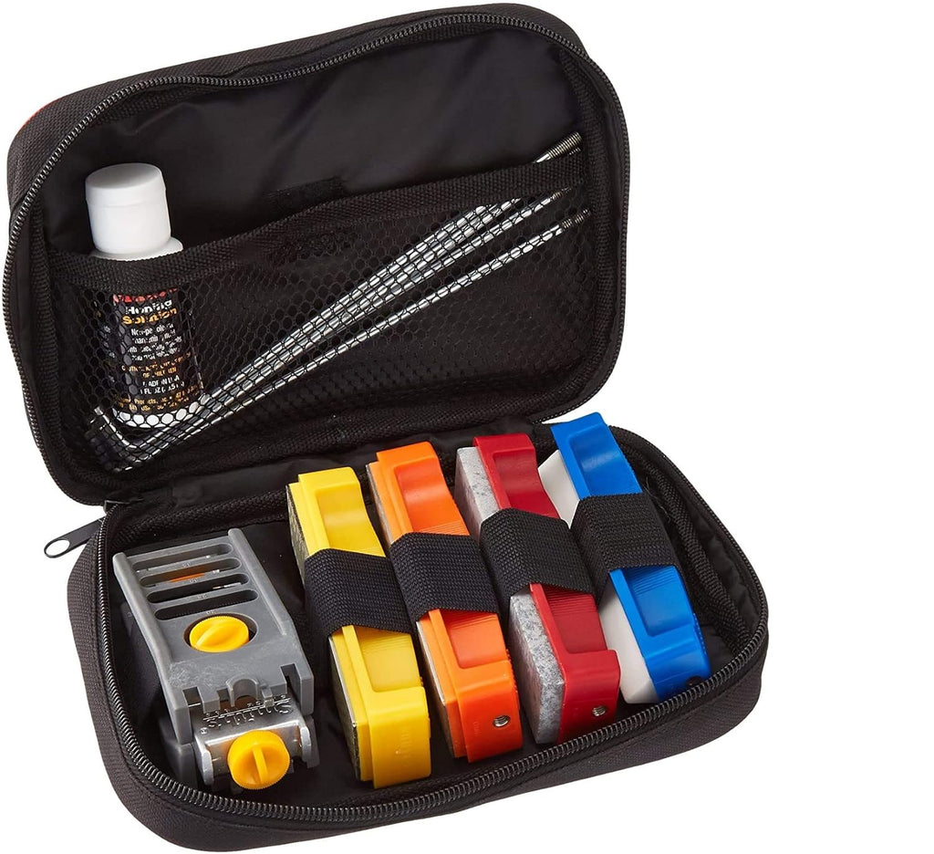 Portable Knife Sharpening System with 3 Sharpening Stones and V-Lock Vise D495