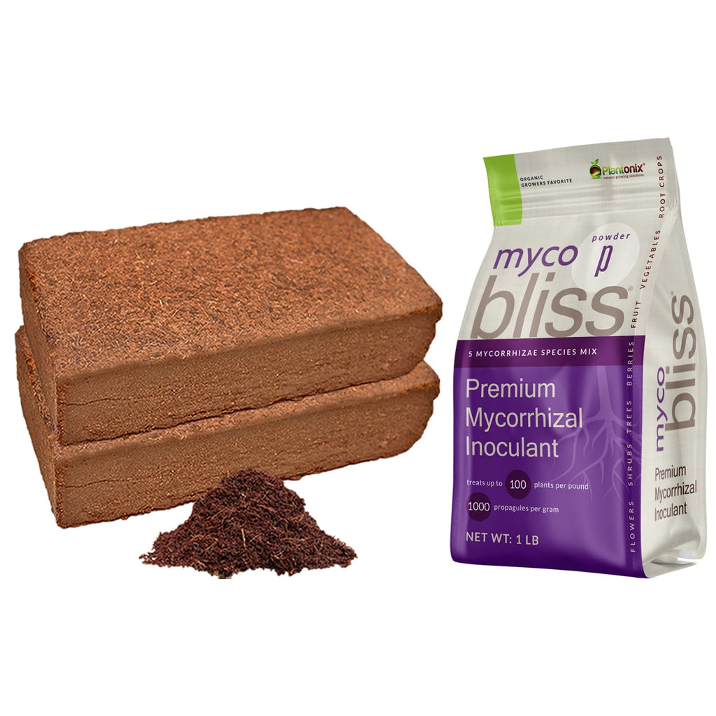 Myco Bliss Powder (1lb) + Coco Coir 650gm Bricks (2-Pack) X5334