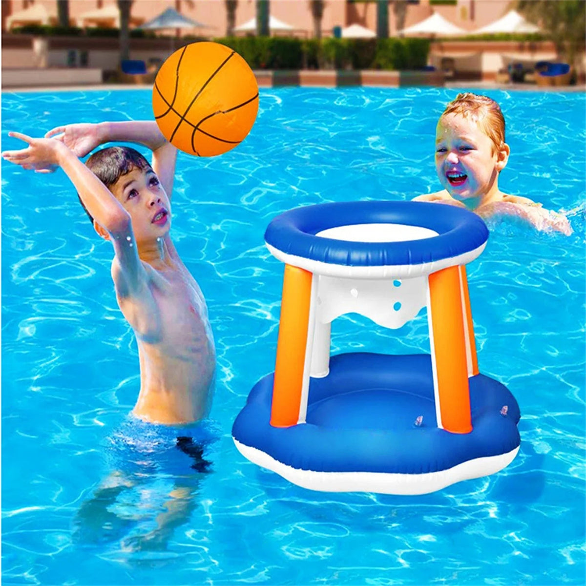 Inflatable Pool Float Set with Volleyball Net and Basketball Hoops S1913