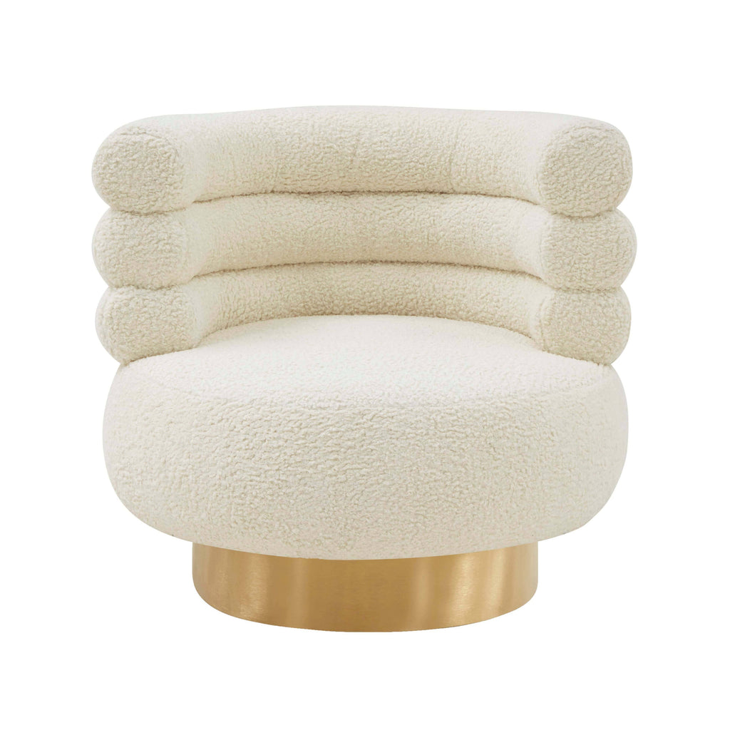 Cream Faux Shearling Swivel Chair B4374