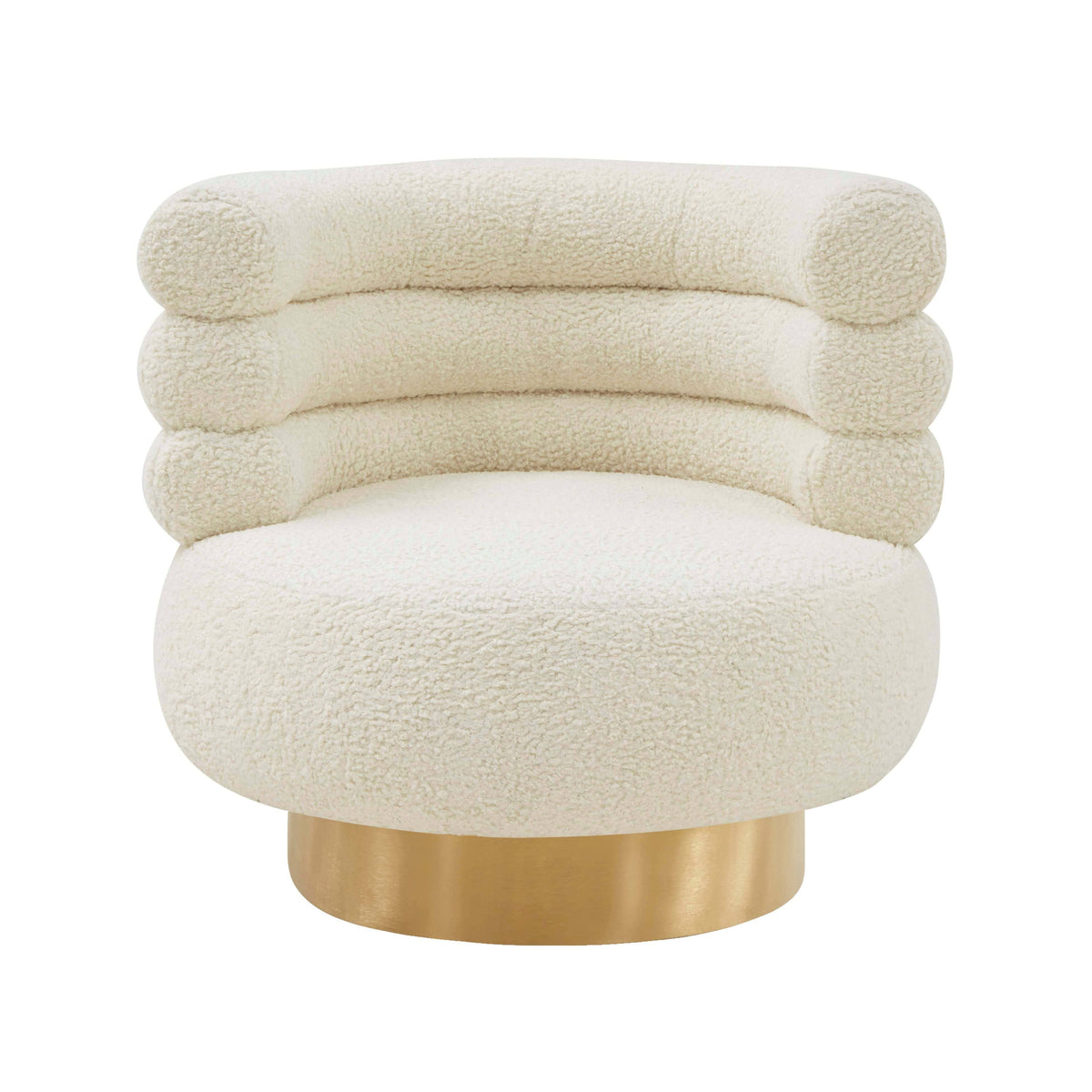Cream Faux Shearling Swivel Chair B4374