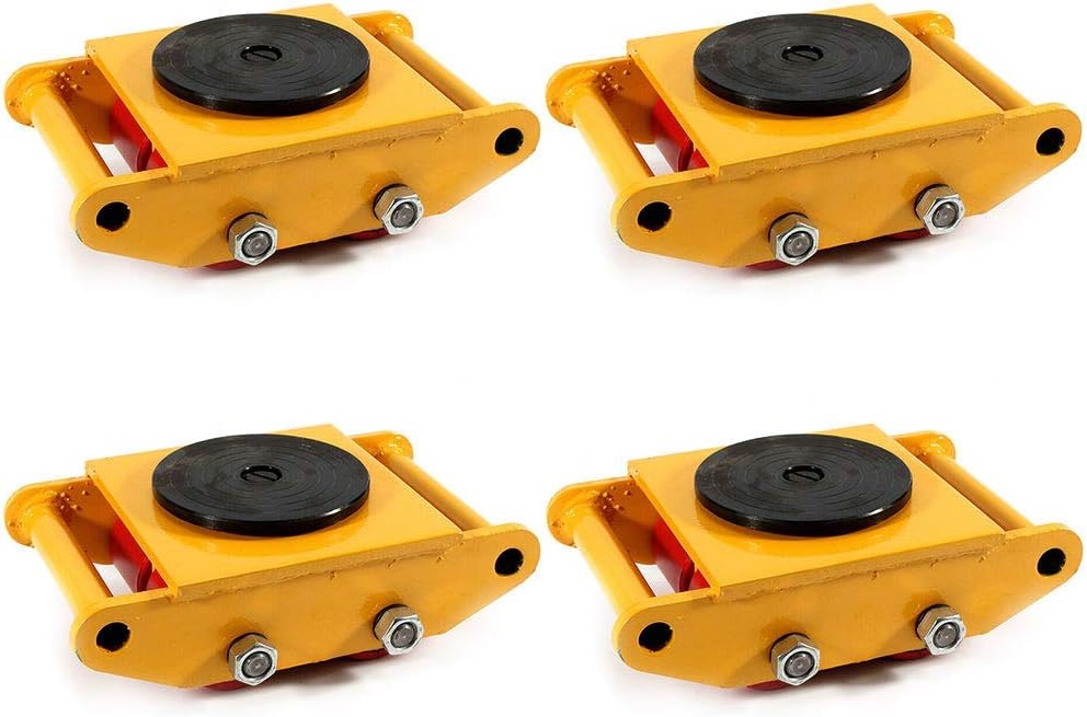 4Pcs Machinery Mover Set Machine Dolly Skate 4 Rollers 6Ton with 360° Rotate Cap M346602