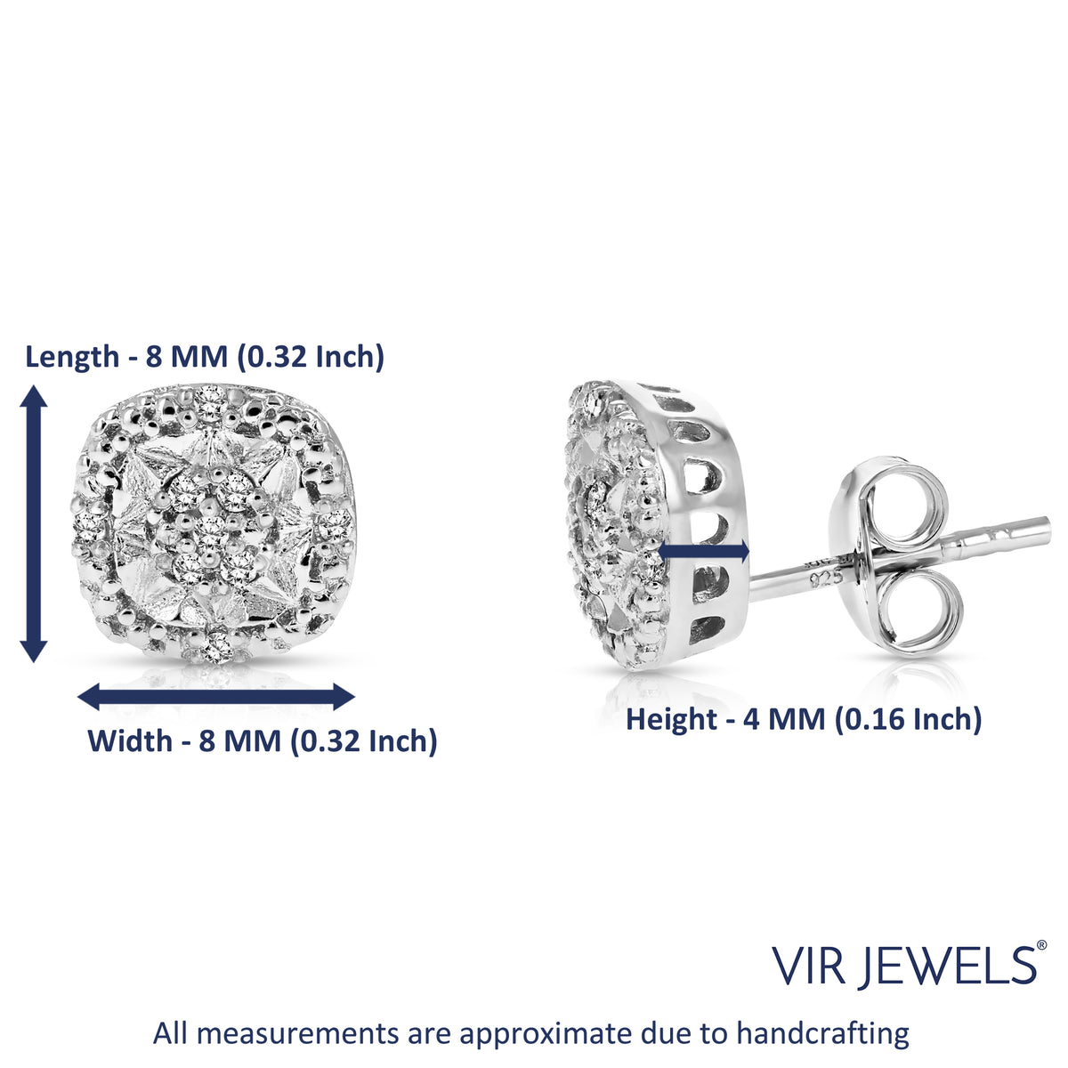1/10 CTTW Diamond Earrings in .925 Sterling Silver Cushion Shape A758459