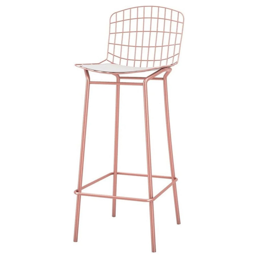 Rose Pink Gold and White Barstool Set of 3 D566351
