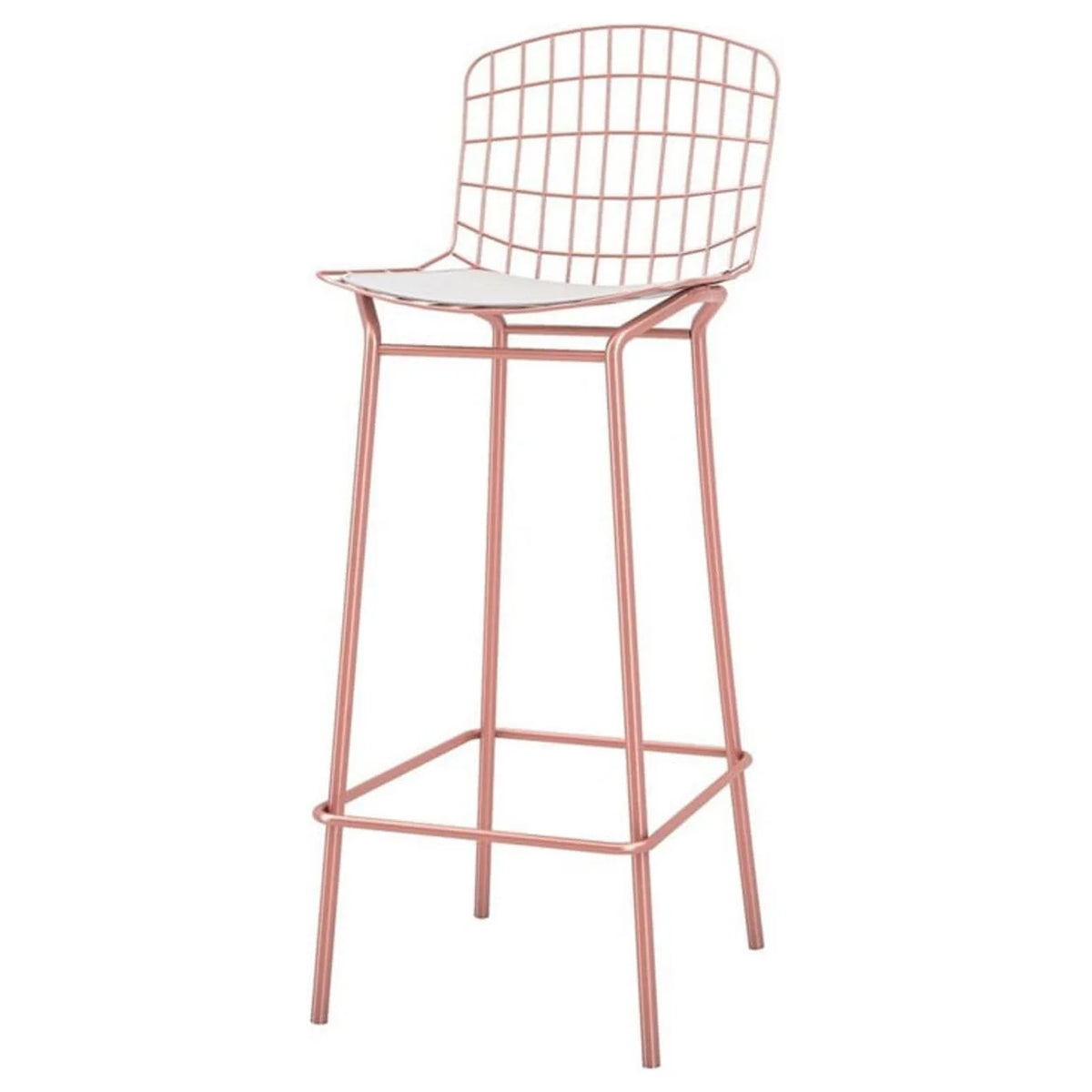 Rose Pink Gold and White Barstool Set of 3 D566351