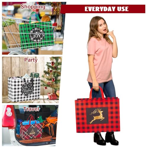 24 Pack Assorted Sizes Non-Woven Christmas Gift Bags with Handle T10285