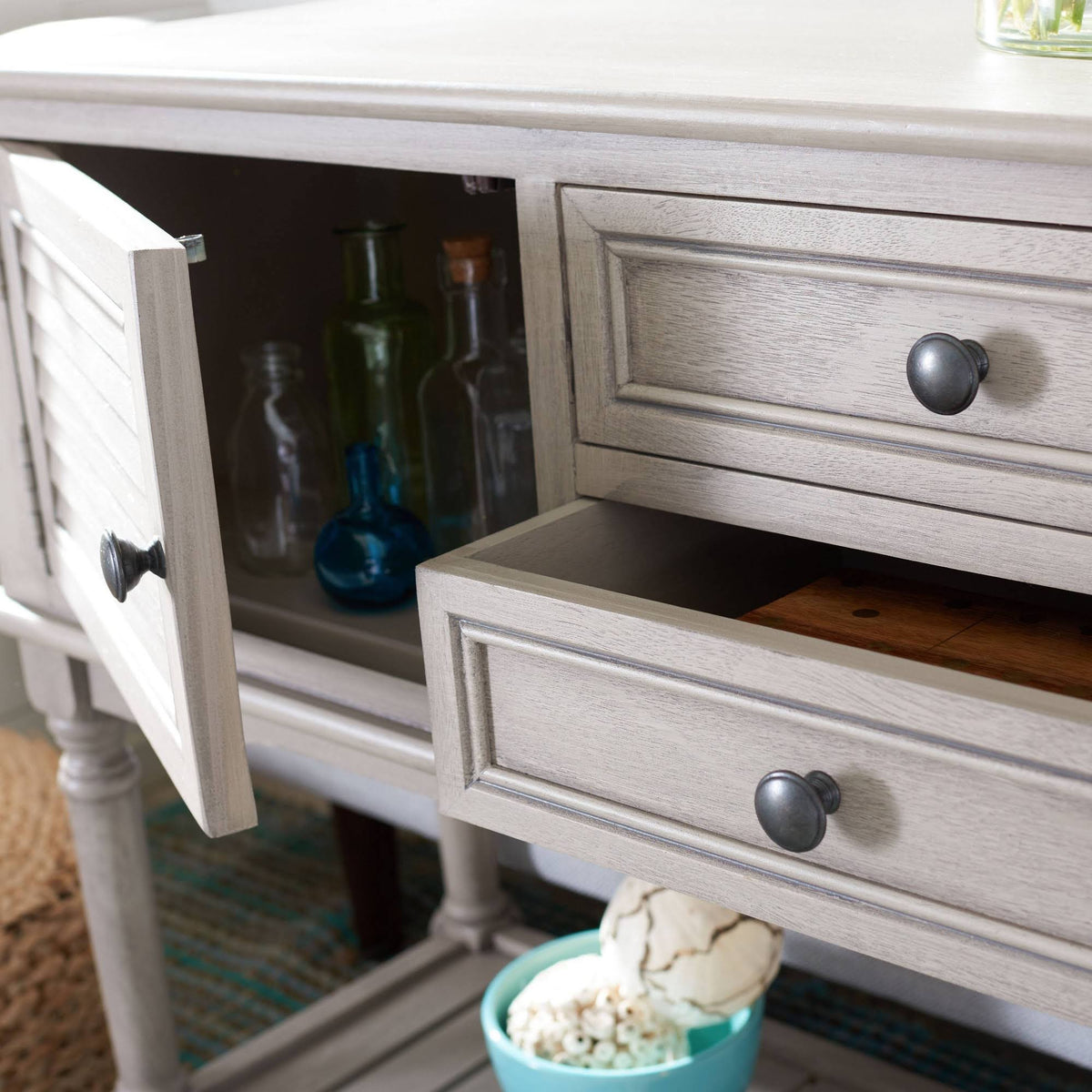 2 Drawer 2 Door Greige Console Table P832808