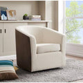 28.5cm Wide Swivel Barrel Chair Fabric Cream Velvet Brown Z5079