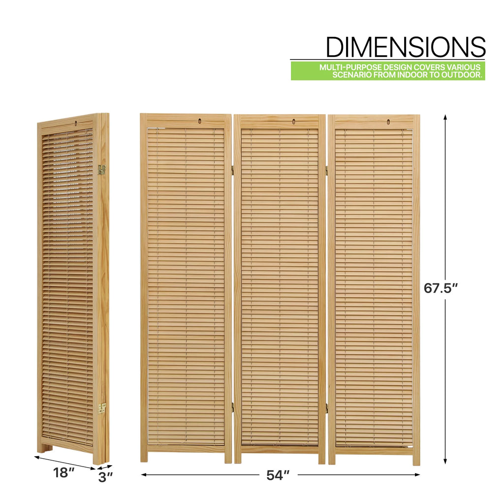 Natural 3 Panel Wood Room Divider L137