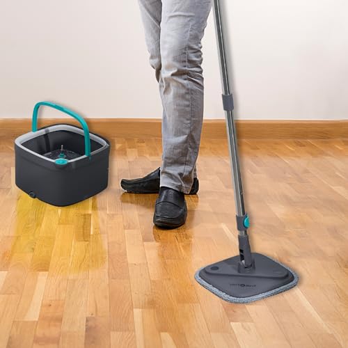 Square Spin Mop and Bucket with 2 Machine Washable Mop Pads K347