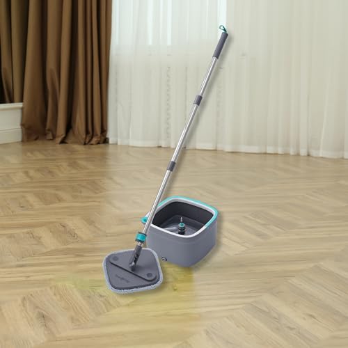 Square Spin Mop and Bucket with 2 Machine Washable Mop Pads K347