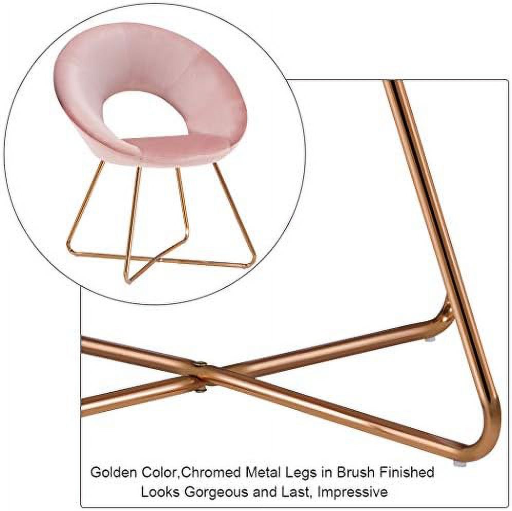 Velvet Accent Arm Chairs with Golden Metal Frame Legs Set of 2 I460937