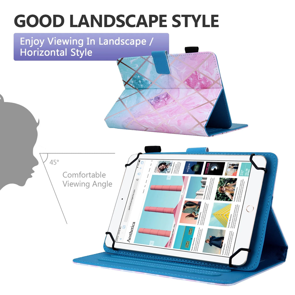 Leather Wallet Stand Case for 9.6-10.5 Inch Tablet P724