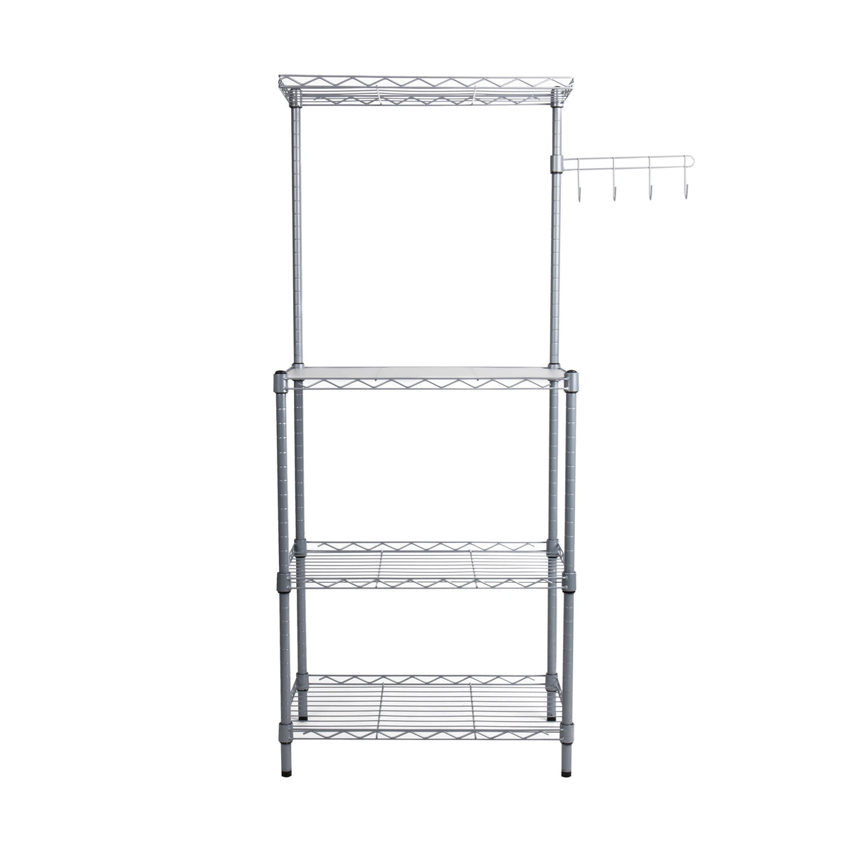 3-Tier Metal Utility Shelf and Microwave Stand with Hooks B4558