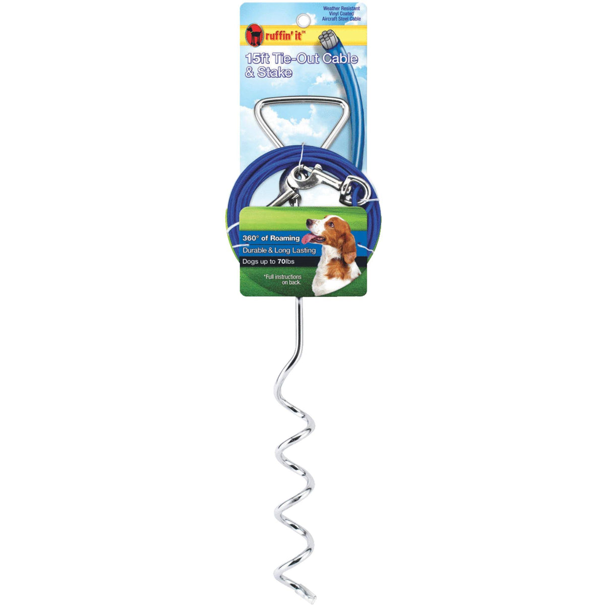 Tie-Out Cable & Stake, 15 ft R85664