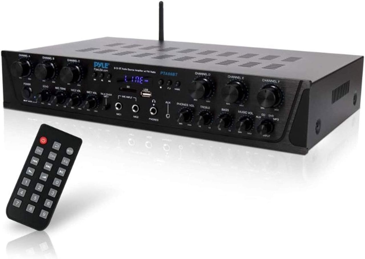 6 Channel 600 Watt Wireless Bluetooth Stereo Receiver Amplifier C79652