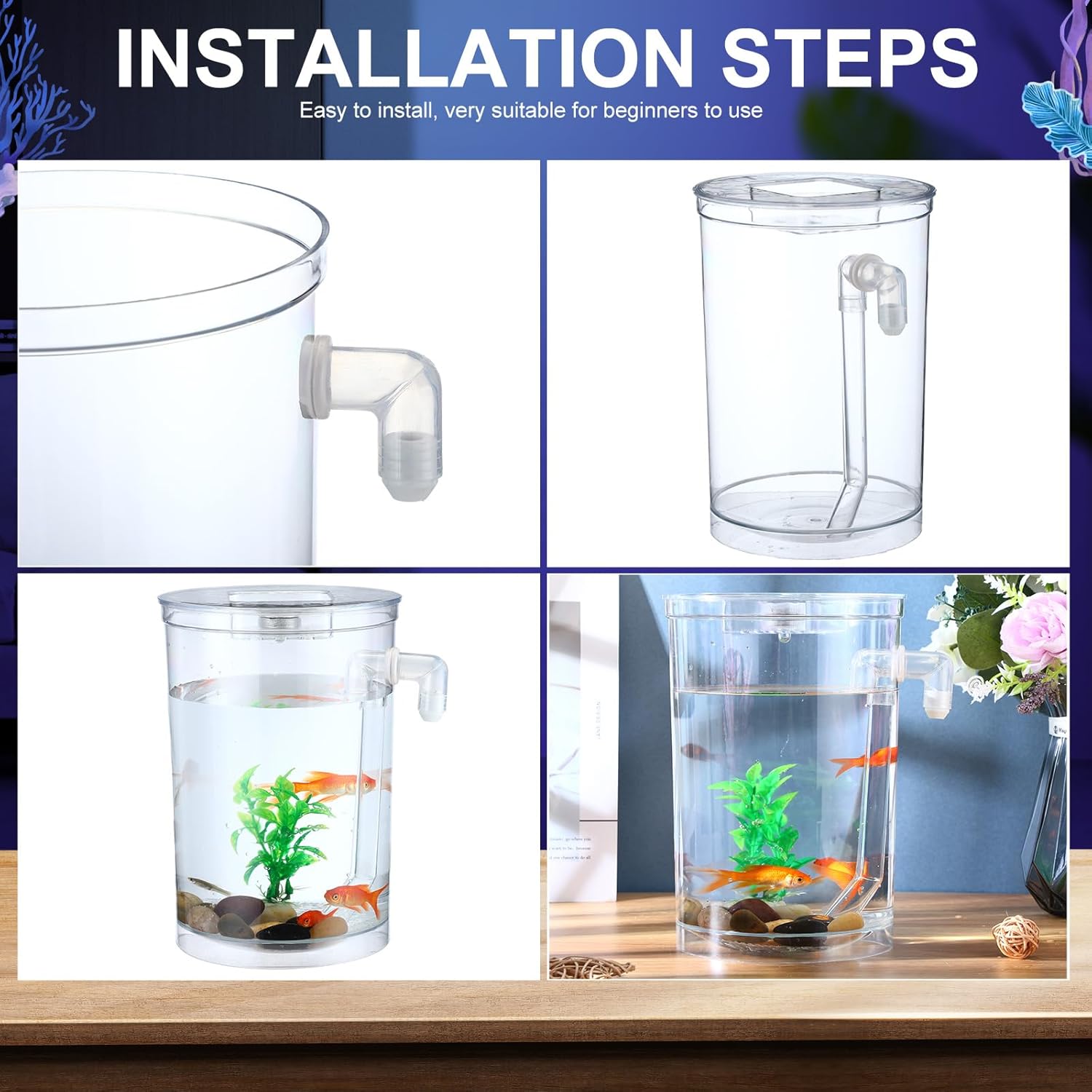 2 Pack 1 Gallon Self Cleaning Fish Tank Starter Kit T177456