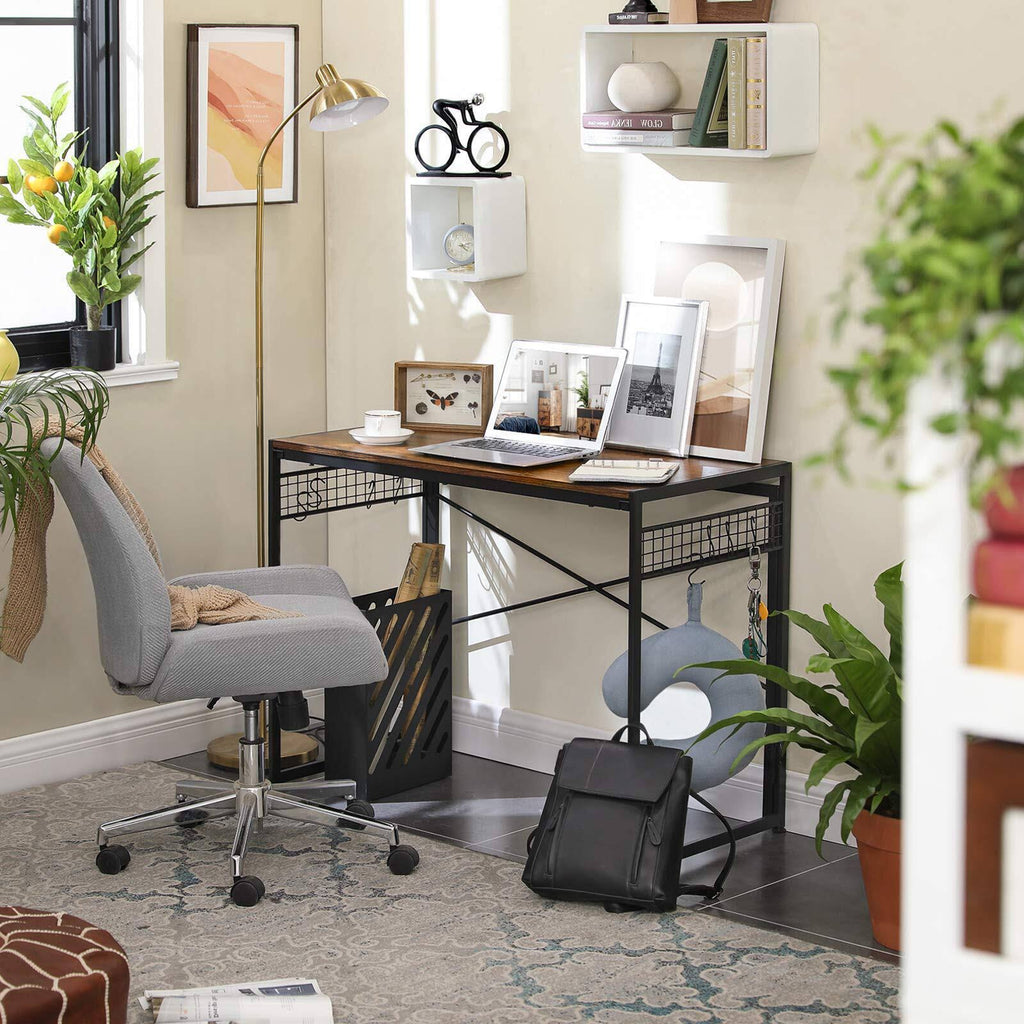 Black 39-Inch Folding Desk with 8 Hooks V57107