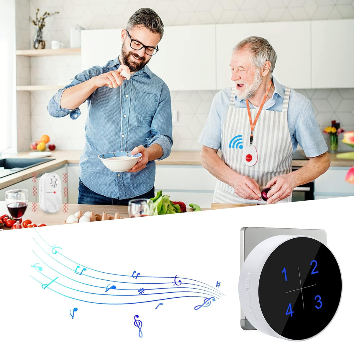 Wireless Caregiver Pager Emergency Alert System Call Button Z23635