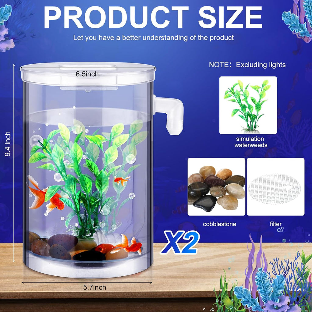 2 Pack 1 Gallon Self Cleaning Fish Tank Starter Kit T177456