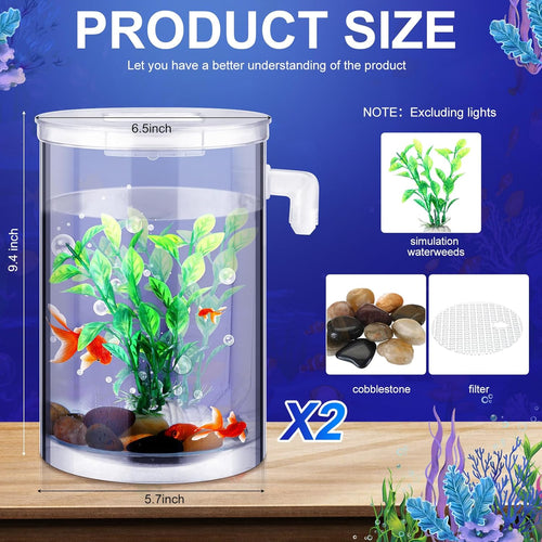 2 Pack 1 Gallon Self Cleaning Fish Tank Starter Kit T177456