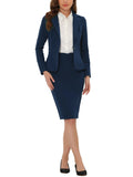 2 Piece Suit Skirt Set Long Sleeve Blazer and Pencil Skirt M916