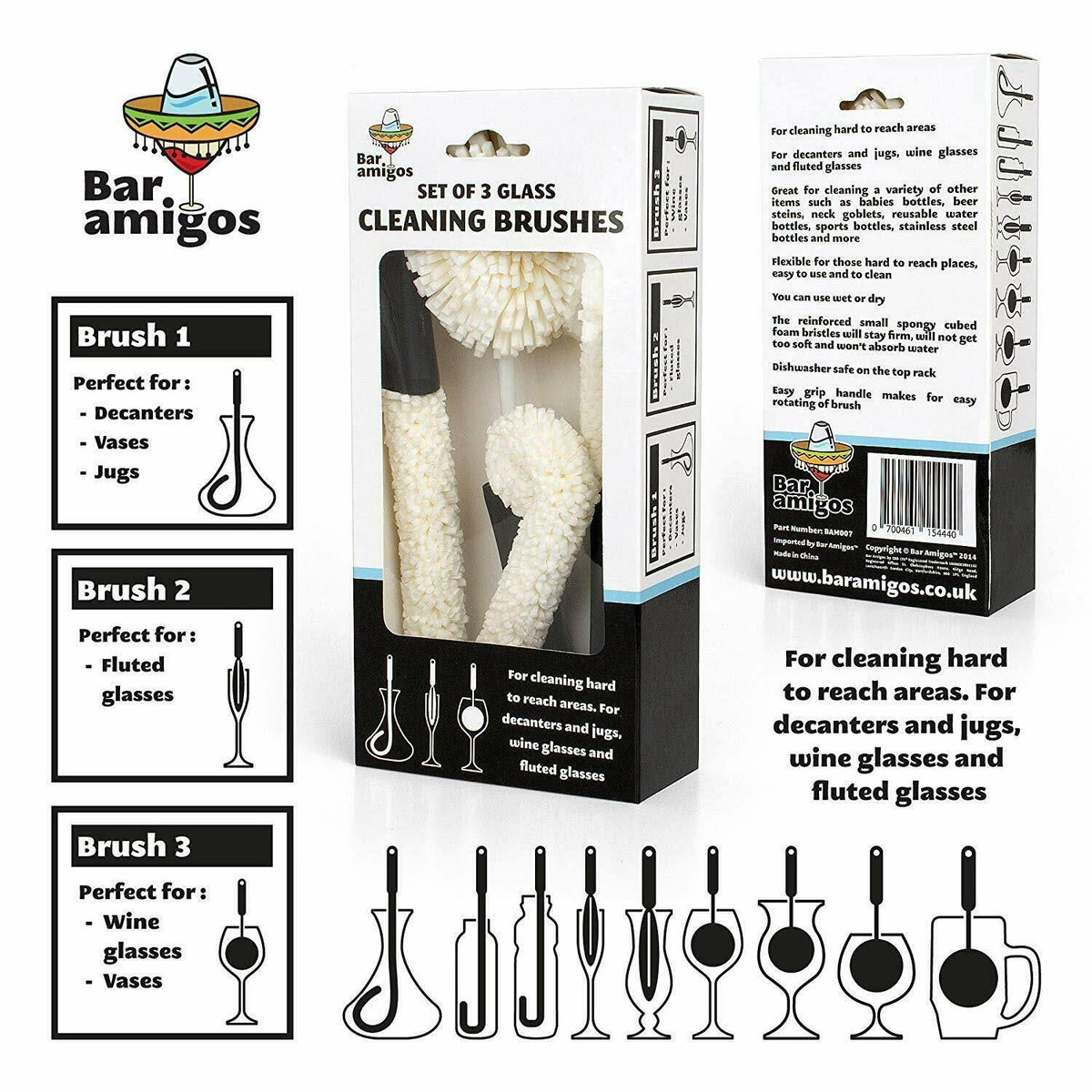 Set of 3 Glass Cleaning Brushes U30848