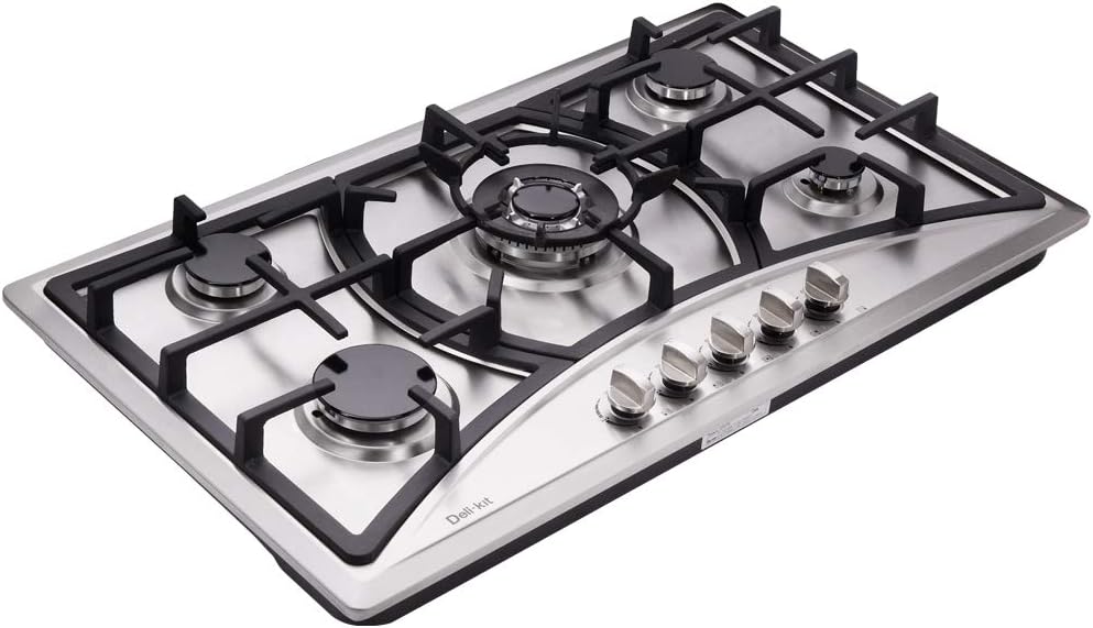 34 Inch 5 Burners Stainless Steel Drop-In Gas Cooktop F406