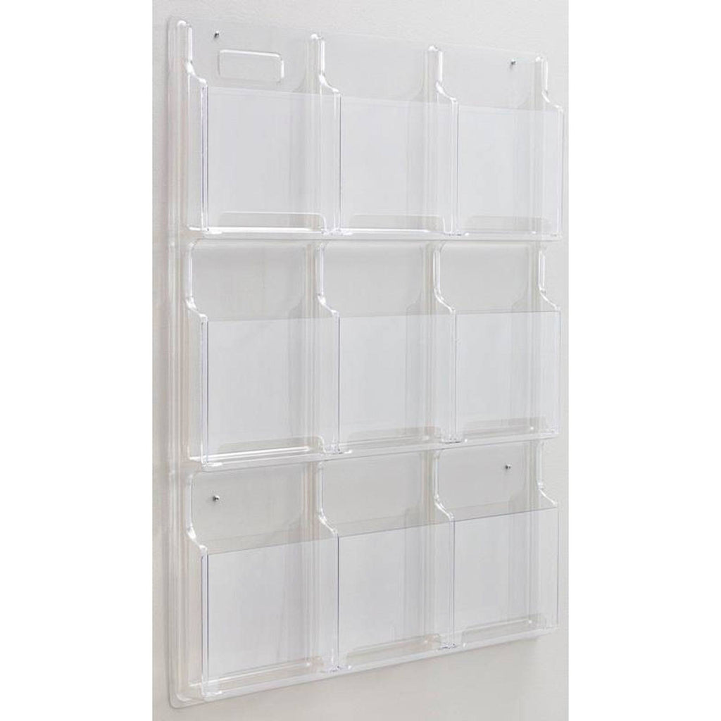 Clear 9 Compartment Wall Mount Literature Holder E615015