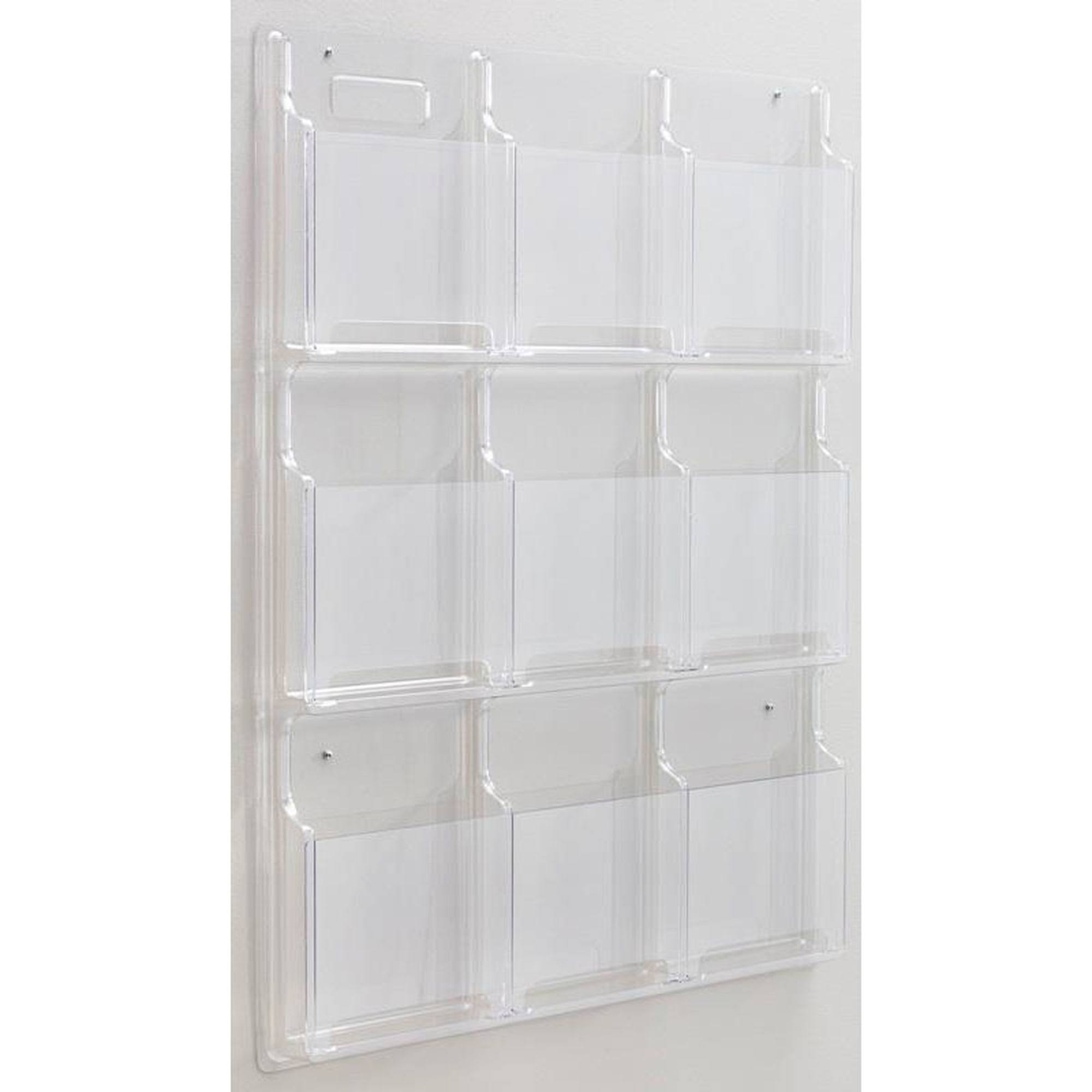 Clear 9 Compartment Wall Mount Literature Holder E615015