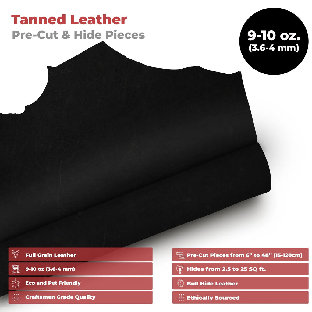 Charcoal Black 9-10 oz Full Grain Cowhide Leather H6119