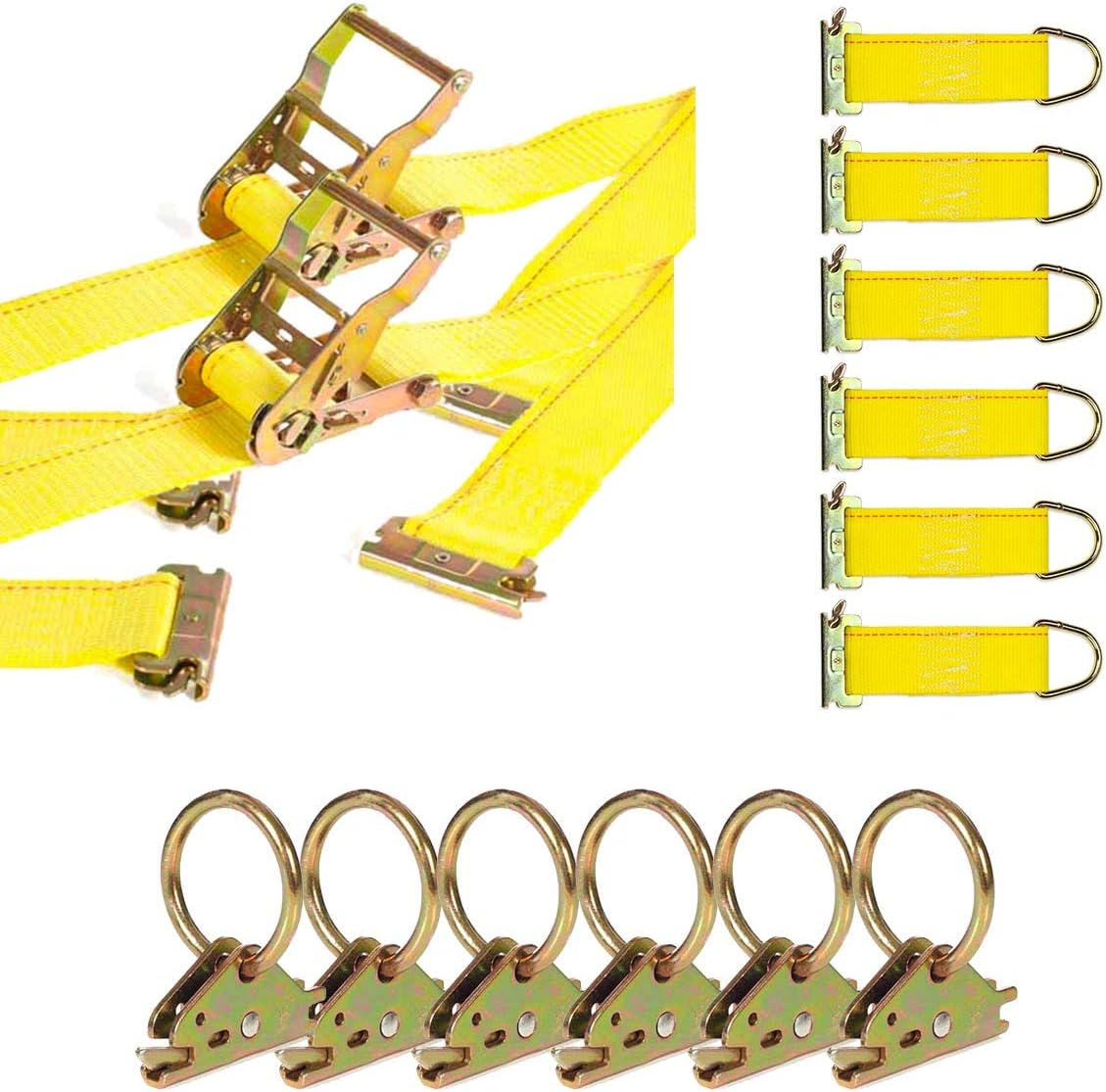 8 Pieces E Track Tie-Down Kit with 12 ft Straps and O-Rings E689575