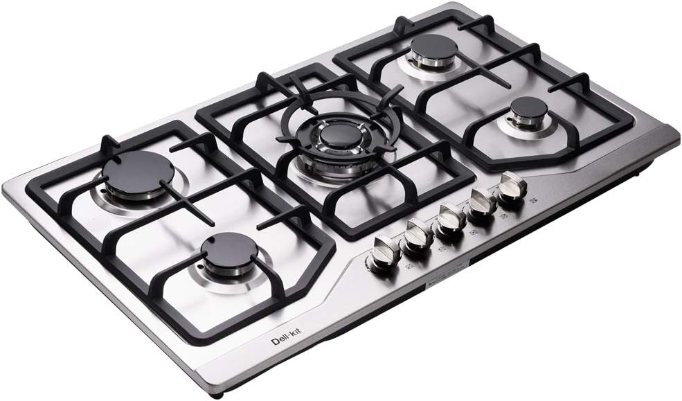 34 Inch 5 Burners Stainless Steel Drop-In Gas Cooktop F406