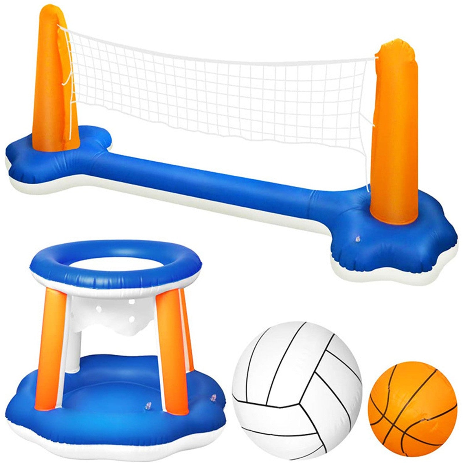 Inflatable Pool Float Set with Volleyball Net and Basketball Hoops S1913