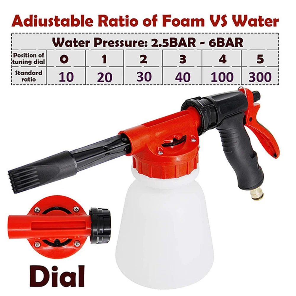 Car Wash Foam Sprayer Nozzle Kit with 1 Liter Bottle Universal Connectors Z33178